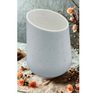 Ziruma White Speckled Ceramic Vase Angled Modern Home‎ Decor